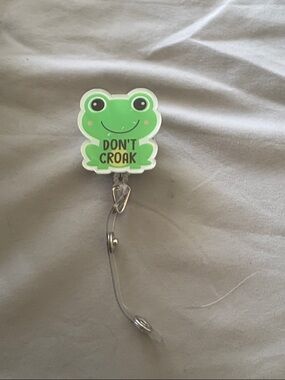 Cute Green Frog Badge Reel "Don't Croak"